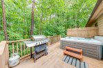 3/4 Wrap Around Deck with Hot Tub, Gas Grill, Adirondack Chairs & Patio Table